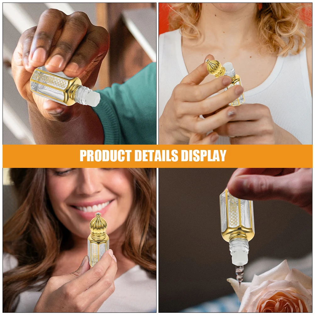 زجاجات الزيوت العطرية القابلة لإعادة الملء سعة 5 مل لفة زجاجية على حاوية عطر زجاجة زيت محمولة مانعة للتسرب للاستخدام اليومي أثناء السفر