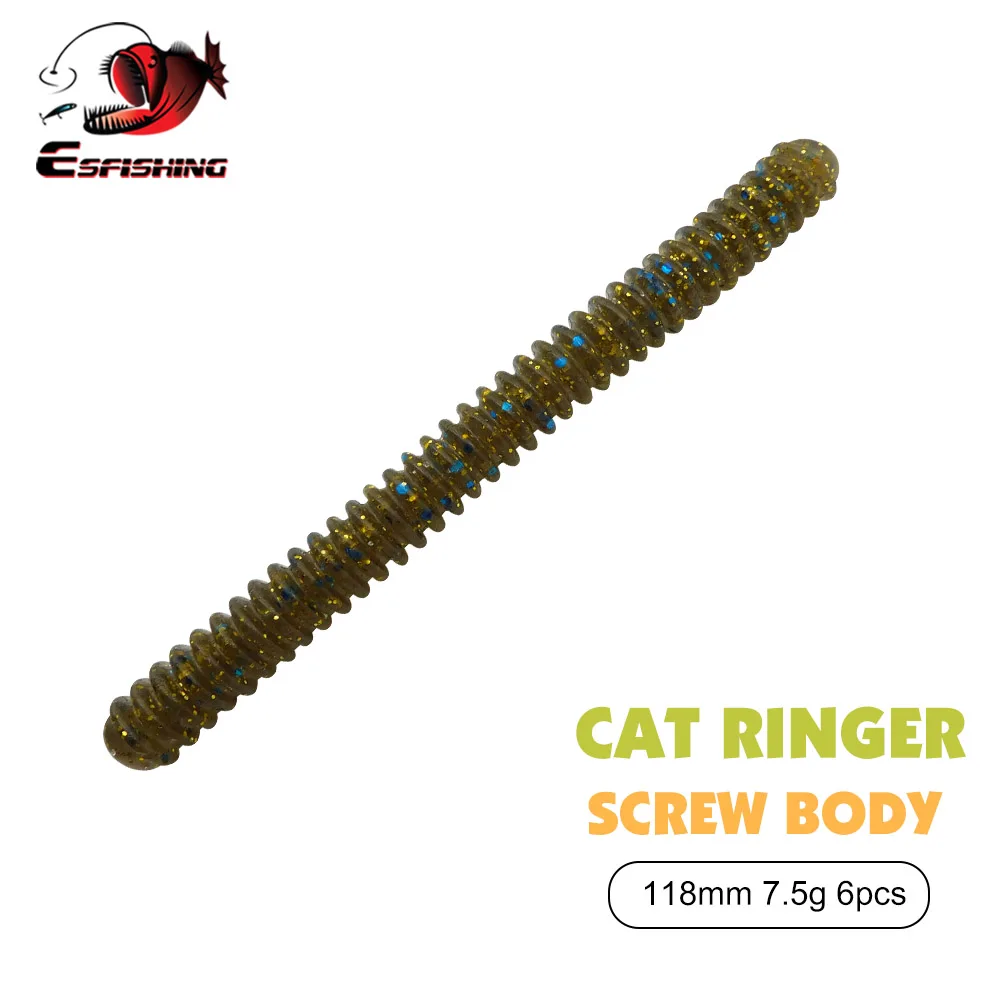 ESFISHING Silicone Soft Bait Cat Ringer Screw Body for River Sea Bass Pike Fishing  Effective Lure for Sea Bass And Pike