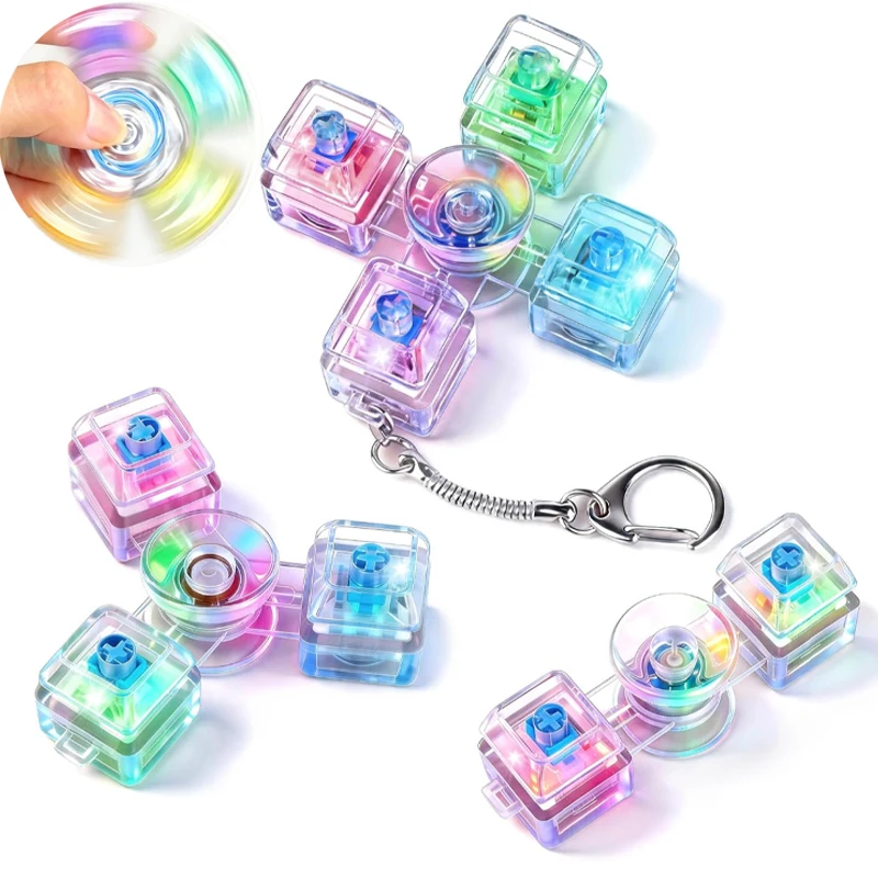 Creative Finger Gyro Button Press with Light Mechanical Keyboard Pressure Reducer Press with 3 Keys and 5 Keys To Release Toys