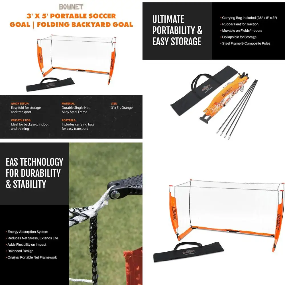

Durable Steel Portable Soccer Goal for Training and Practice, Easy Setup, Carry Bag Included