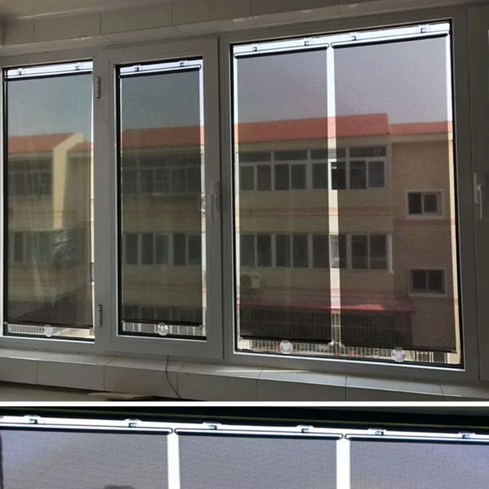 

Balcony Suction Cup Sunshade Free-Perforated Blackout Curtain Temporary Portable Lightweight Door Shade Black Mesh Dot