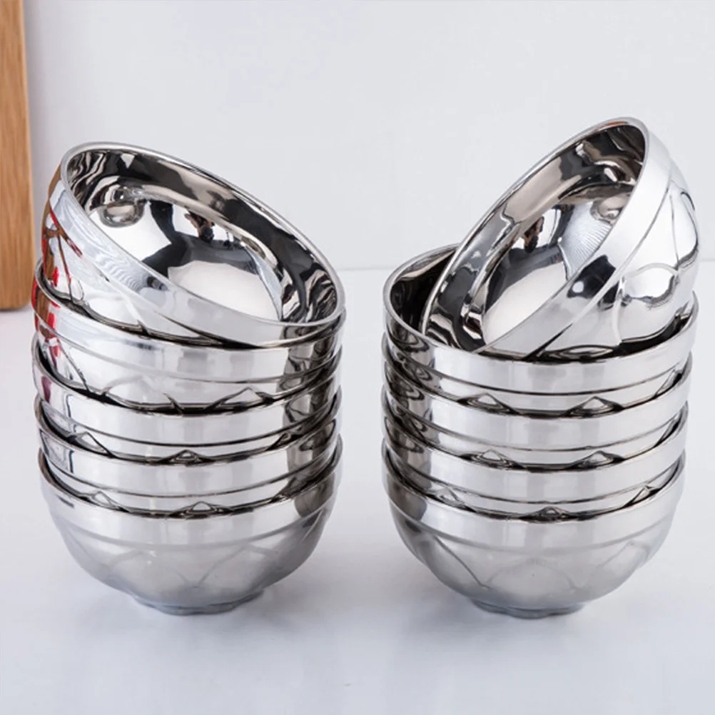 

Stainless Steel Lotus Shape Bowl Double Layer Insulated Anti-Scalding Rice Soup Cereal Food Storage Kitchen Dining Tool