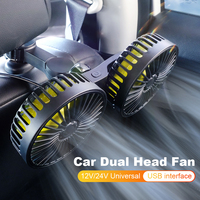 12V/24V Car Neck Cooler 360 Degree Rotation USB Car Powerful Fan 3 Speed Adjustable Auto Rear Seat Air Fan for Vehicle SUV Sedan