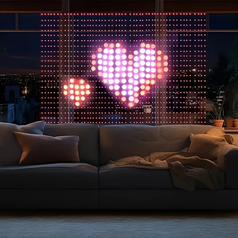 Smart LED Curtain Light Bluetooth App LED String RGB Fairy Lights DIY Pattern Music Ambient Lighting For Home Holiday Party