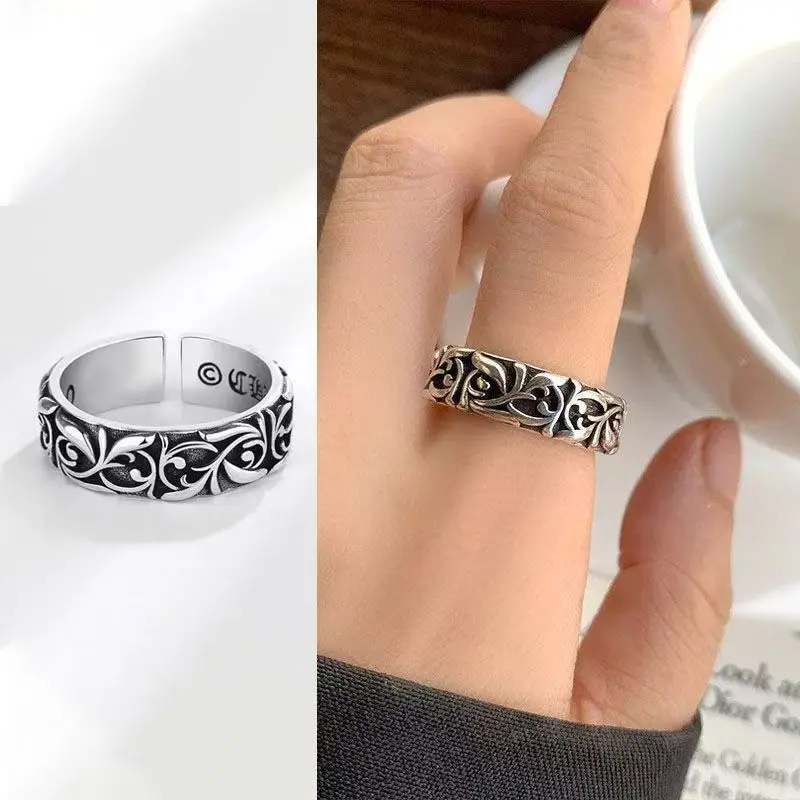 Retro Eternal Vine Rings Silver Color Punk Gothic Vintage Open Ring For Men Women Handmade Designer Jewelry Unisex Accessories