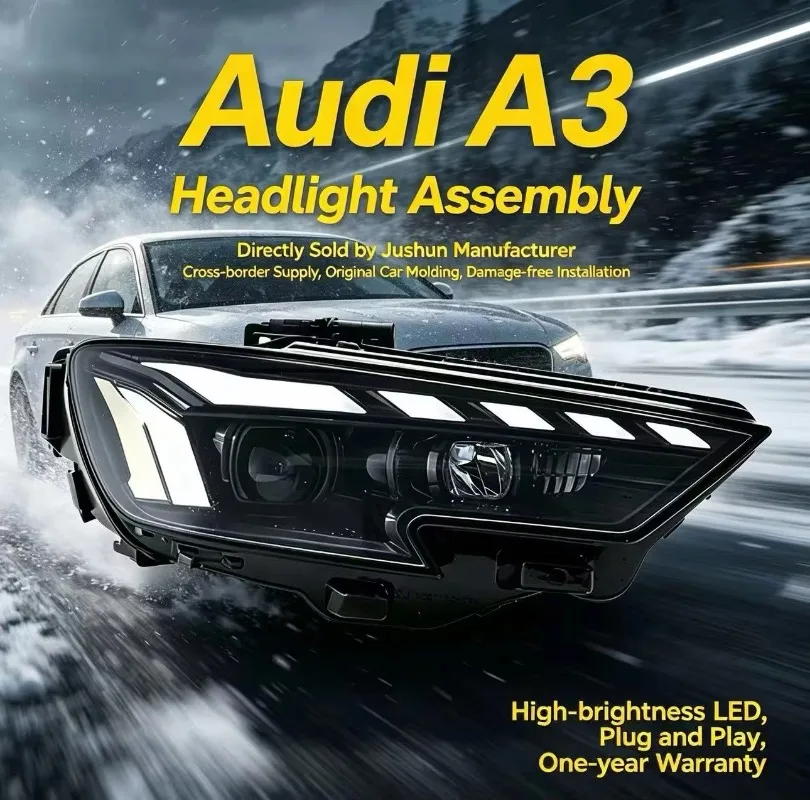

Suitable for 13-19 A3 Headlight Assembly Modification Full LED Flowing Turn Signal Auxiliary Daytime Running Light Lens