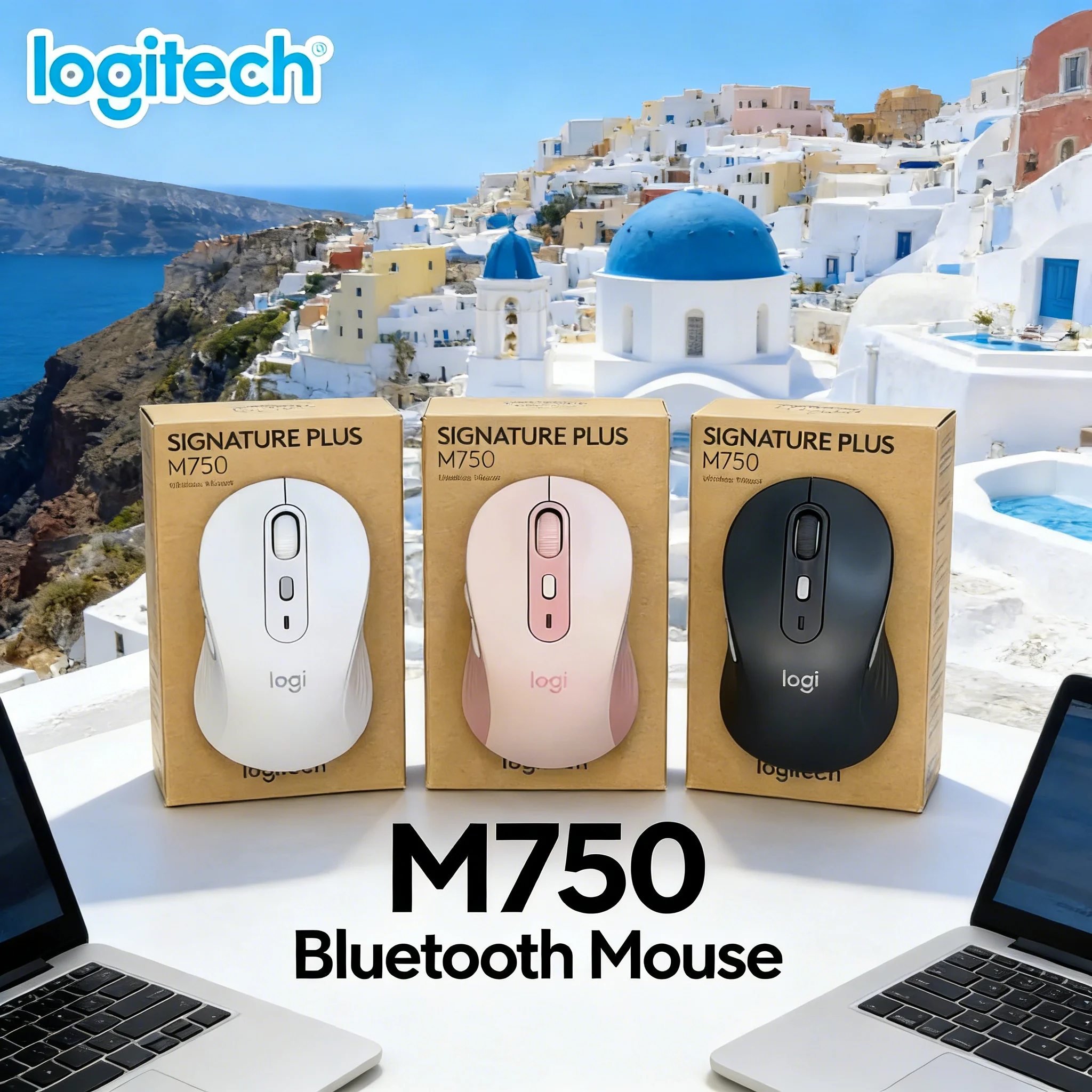 

Беспроводная мышь Logitech M750 Bluetooth с настраиваемыми боковыми кнопками, 90% шумоподавлением, синхронизацией с 3 устройствами, 24-месячным временем работы от батареи
