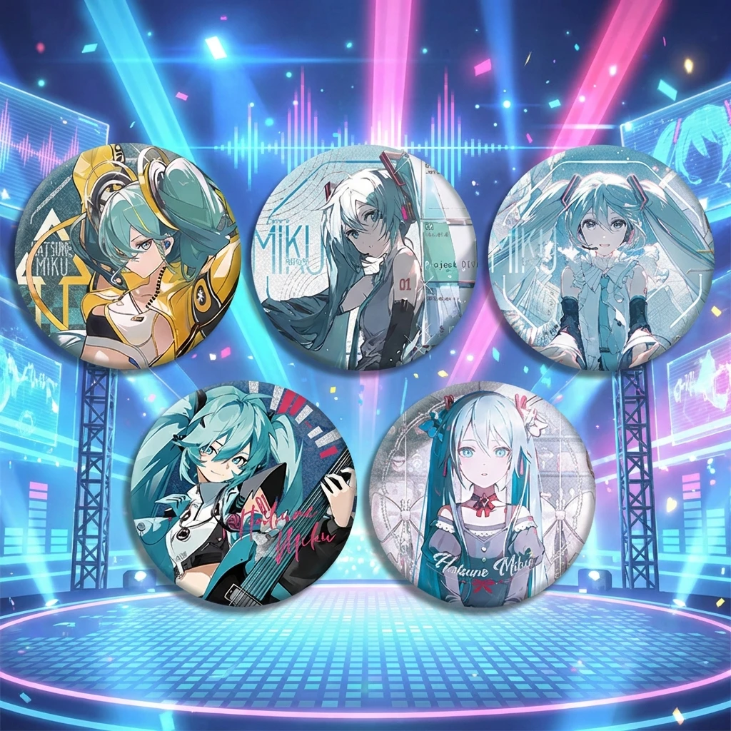 Miku Hatsune 16cm Serie de Insignias de Fideos Instantáneos Doble Brillo Material PET Nuevo Diseño Figura de Merchandising de Anime