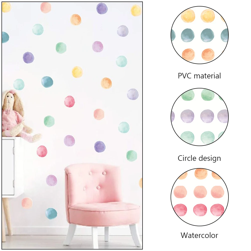 

Colorful Watercolor Dot Pattern Wall Stickers Modern Hand Drawn Decals for Nursery Home Decor Pink Blue Creative Art
