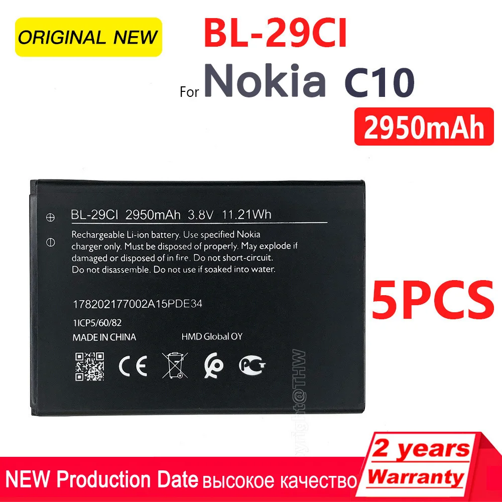 

BL-29CI Аккумулятор 2950 мАч для Nokia C10 BL-29CI Аккумулятор для мобильного телефона Сменный аккумулятор для сотового телефона с номером отслеживания