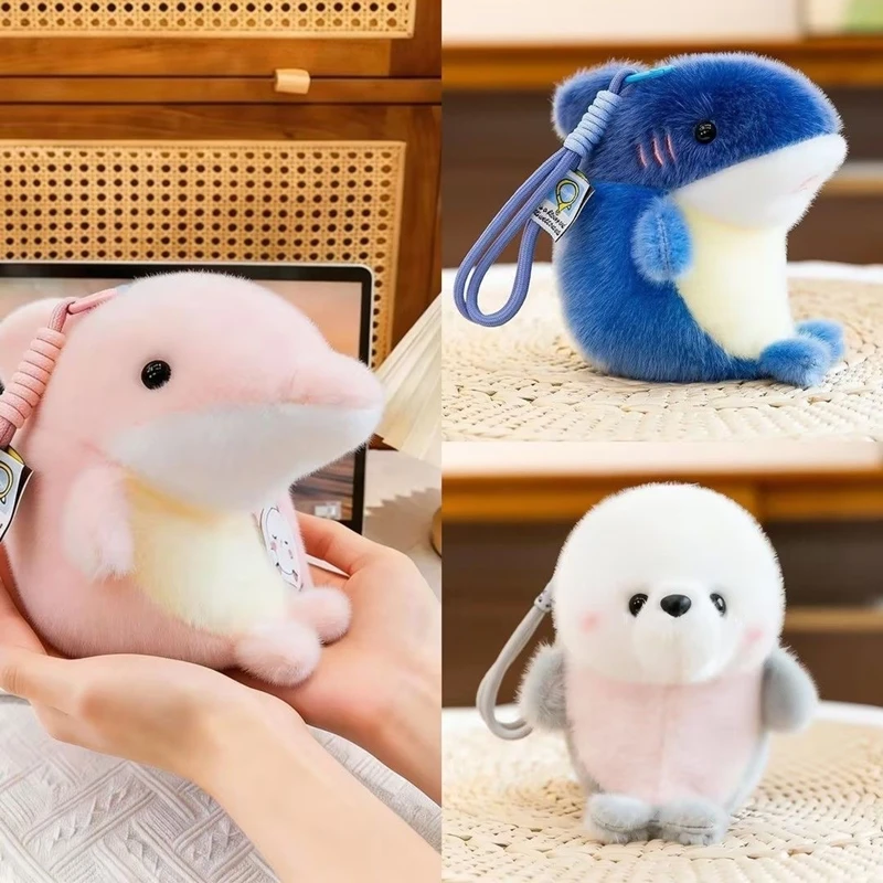 Adorable Mini Plush Keychain Ocean Animal Fruit Blueberry Cherry Cat Bag Decoration Pendant Soft Toy for Pet Lovers
