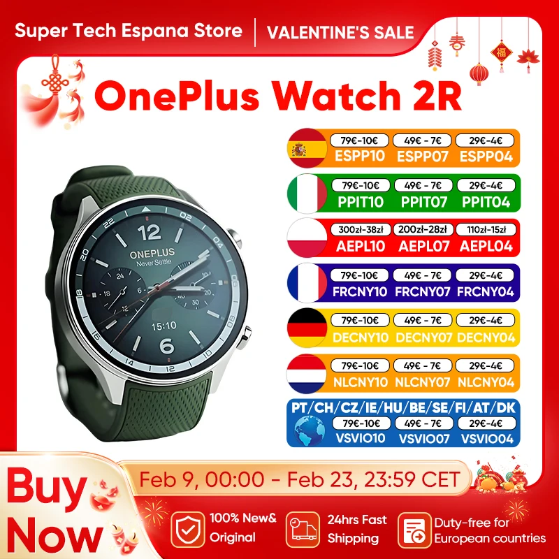 OnePlus Watch 2R Smartwatch Snapdragon W5 + BES Pantalla AMOLED de 1,43 pulgadas 100 horas de duración de la batería Bluetooth llamada WiFi IP68 Wear 