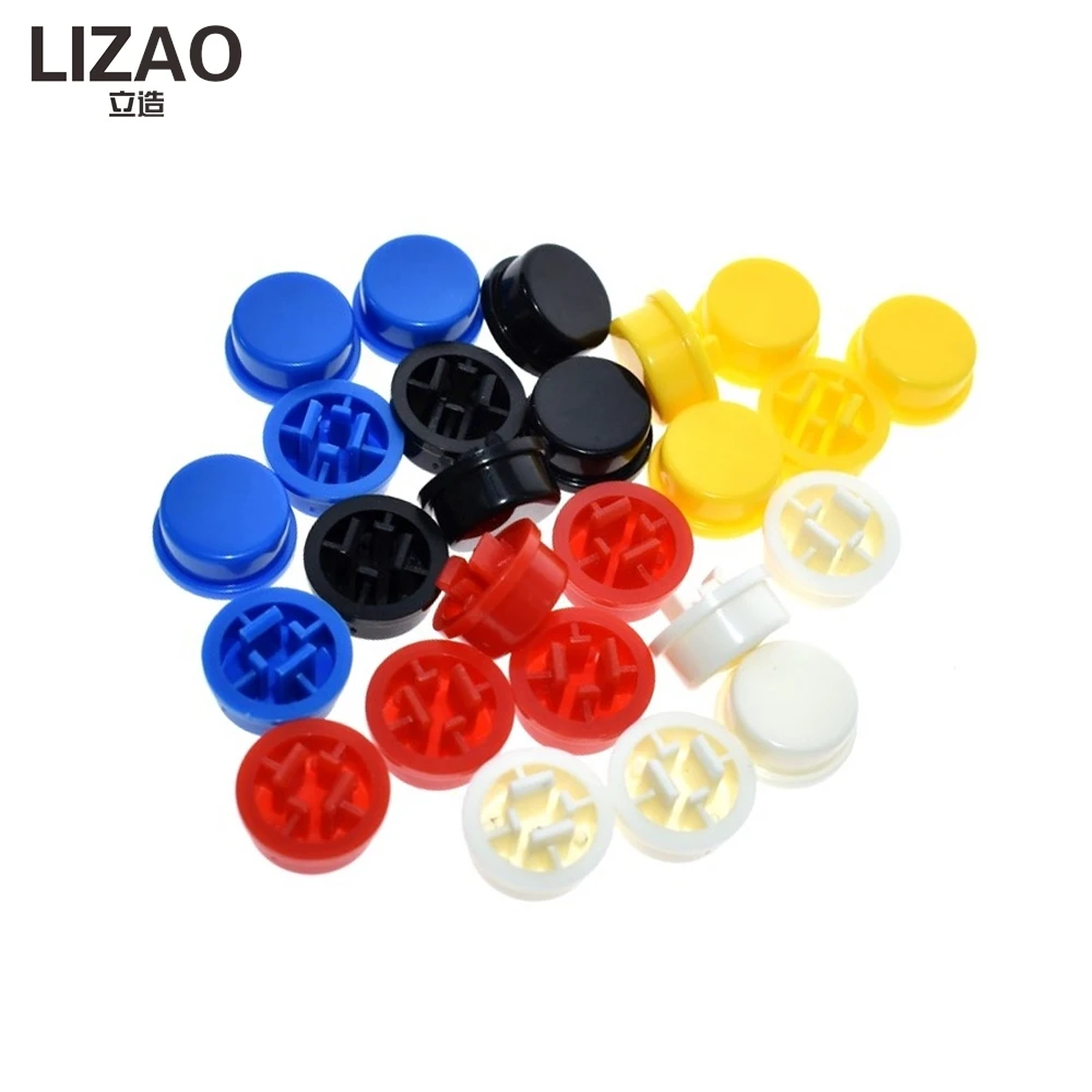 LIZAO Tactile Push Button Micro Switch with Cap, 12×12×7.3mm 4-Pin Vertical Square Head Momentary Switches