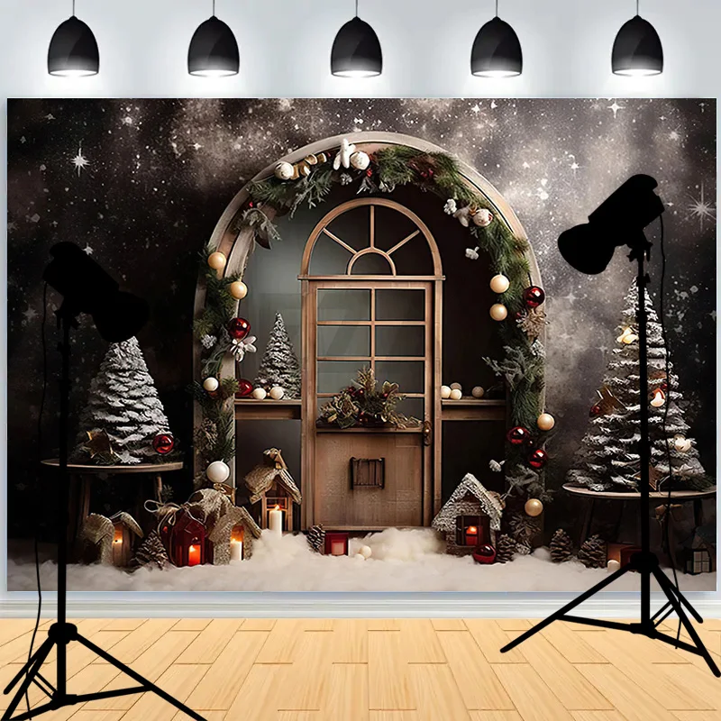 SHUOZHIKE Christmas Day Wreath Snowman Photography Backdrop Props Family Party Living Room New Year Photo Background DJ-03