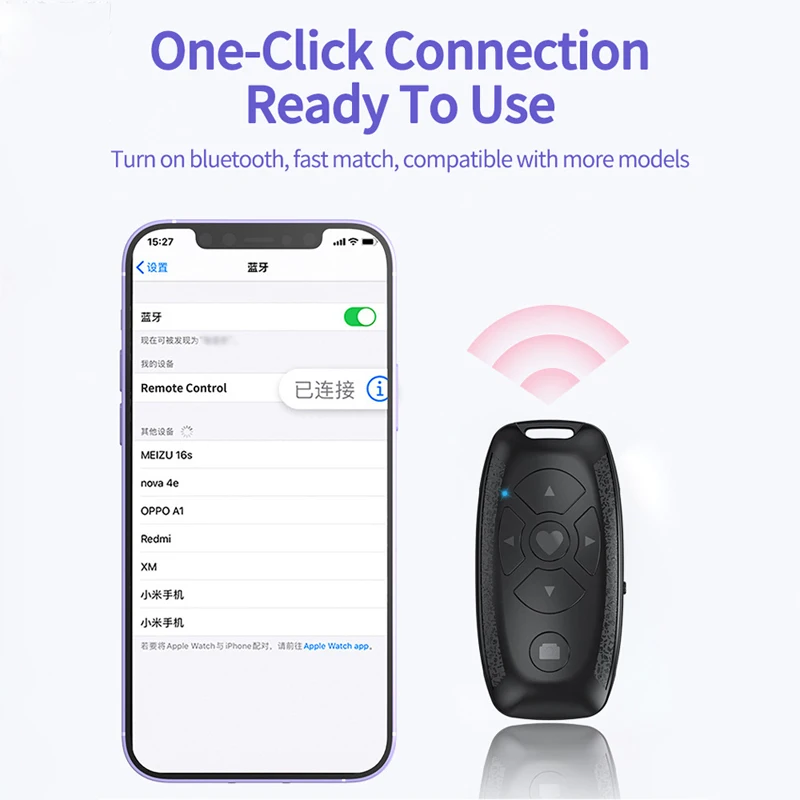 Wireless Selfie Camera Shutter Remote Bluetooth-compatible Button Control Buit-in Battery Rechargeable Controller For iOS Phone