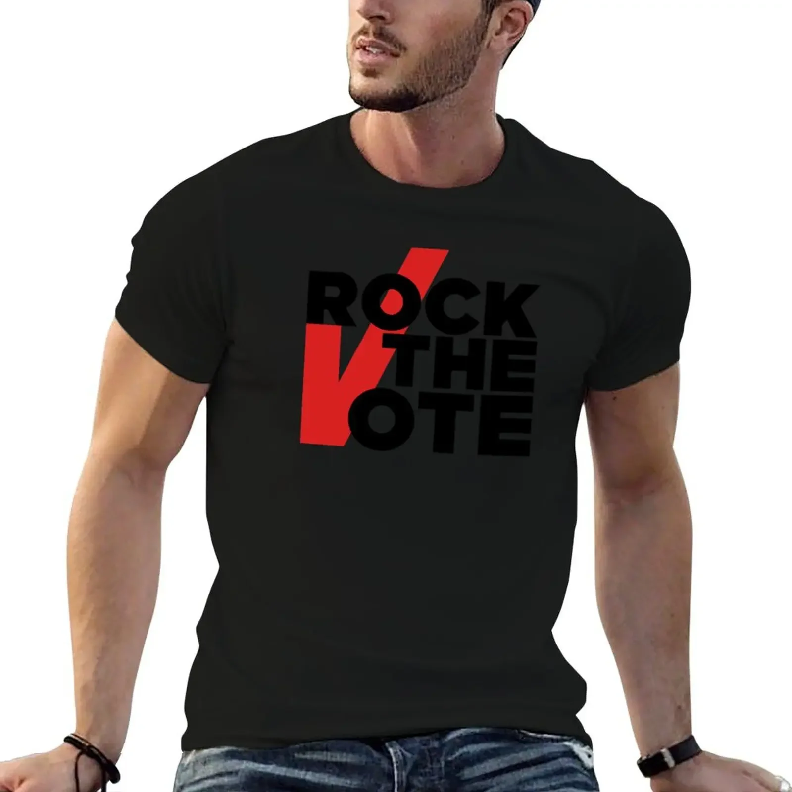 Rock The Vote T-Shirt anime clothes Short sleeve tee plain white t shirts men