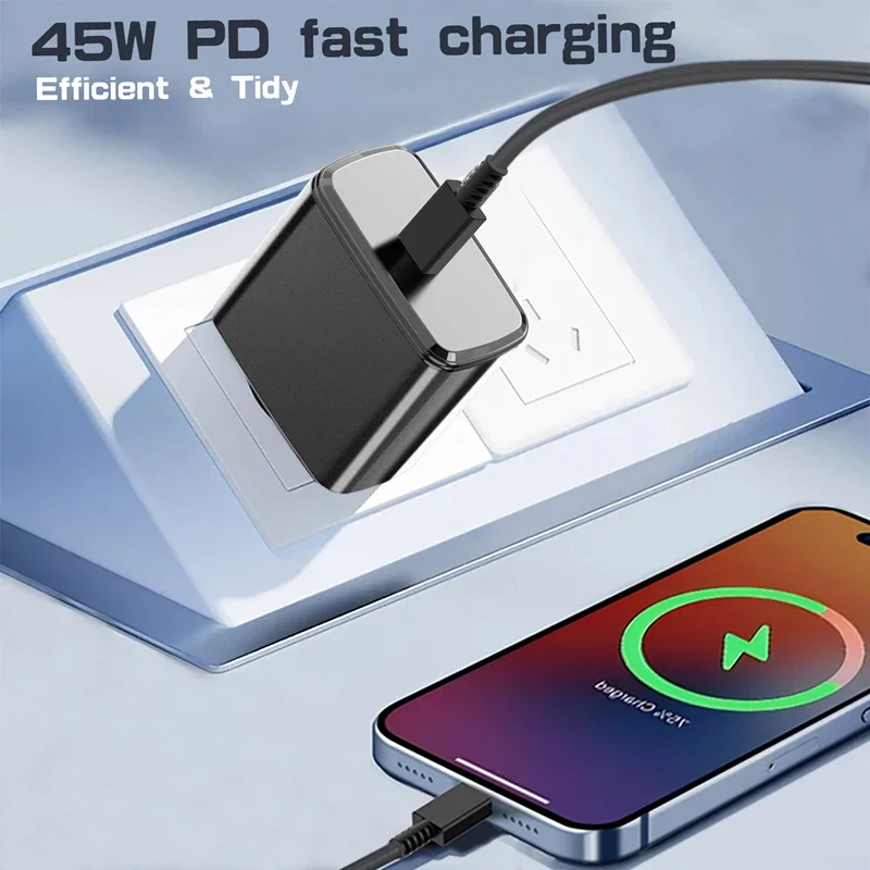 Geeignet für Samsung S22/S21/S20/Note10 – PD45W-Schnellladegerät mit zwei USB-C-Anschlüssen. – Detail 3