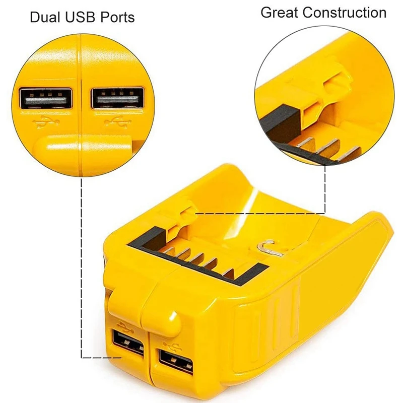 

USB Converter Charger for DEWALT 14.4V 18V 20V DCB090 Adapter 2Pcs