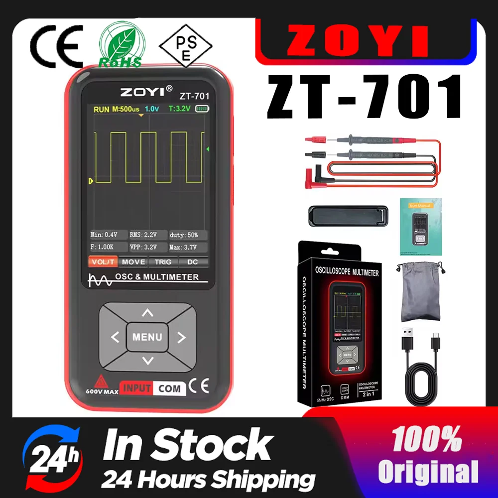 ZOYI ZT-701 5 MHz 48 Mps/s El Osiloskopu 6000 Sayım True RMS Multimetre Voltmetre Ampermetre Otomotiv Osiloskop