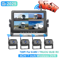 7'' 4CH Car/RV/Truck AHD Monitor System Wireless WIFI DVR Front/Side/Rear View Camera IR Night Vision Reversing  Recorder