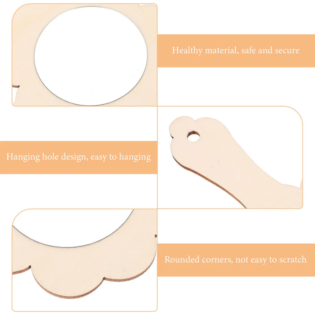 

6pcs Wooden Makeup Mirrors Adorable Kids DIY Handheld Light Khaki Portable Unfinished Sewing Craft Mini Mirror Toy