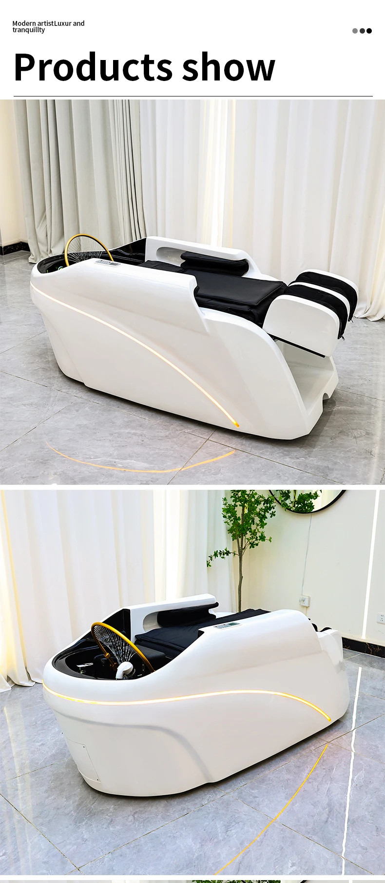 Salon-Kopfhaut-Spa-Shampoo-Massageliege aus Kunstleder, automatischer Massage-Shampoo-Stuhl, Haar-Spa-Ausstattung, langlebig – Detail 9