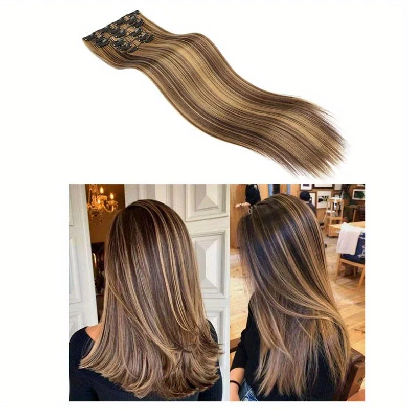 16 قطعة كليب في وصلات شعر مستقيمة طويلة الألياف الاصطناعية مستقيم هيربيسي النساء الفتيات مقاطع الشعر إكسسوارات الشعر 2026