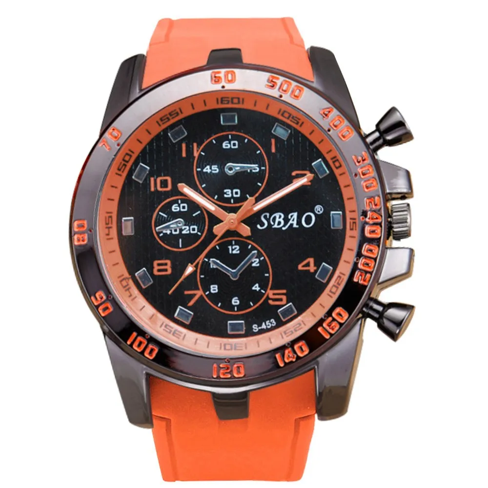 Quartz Watch Stainless Steel Case Silicone Strap Luxury Sport Analog Quartz Modern Men Fashion Wrist High Quality Big Dial