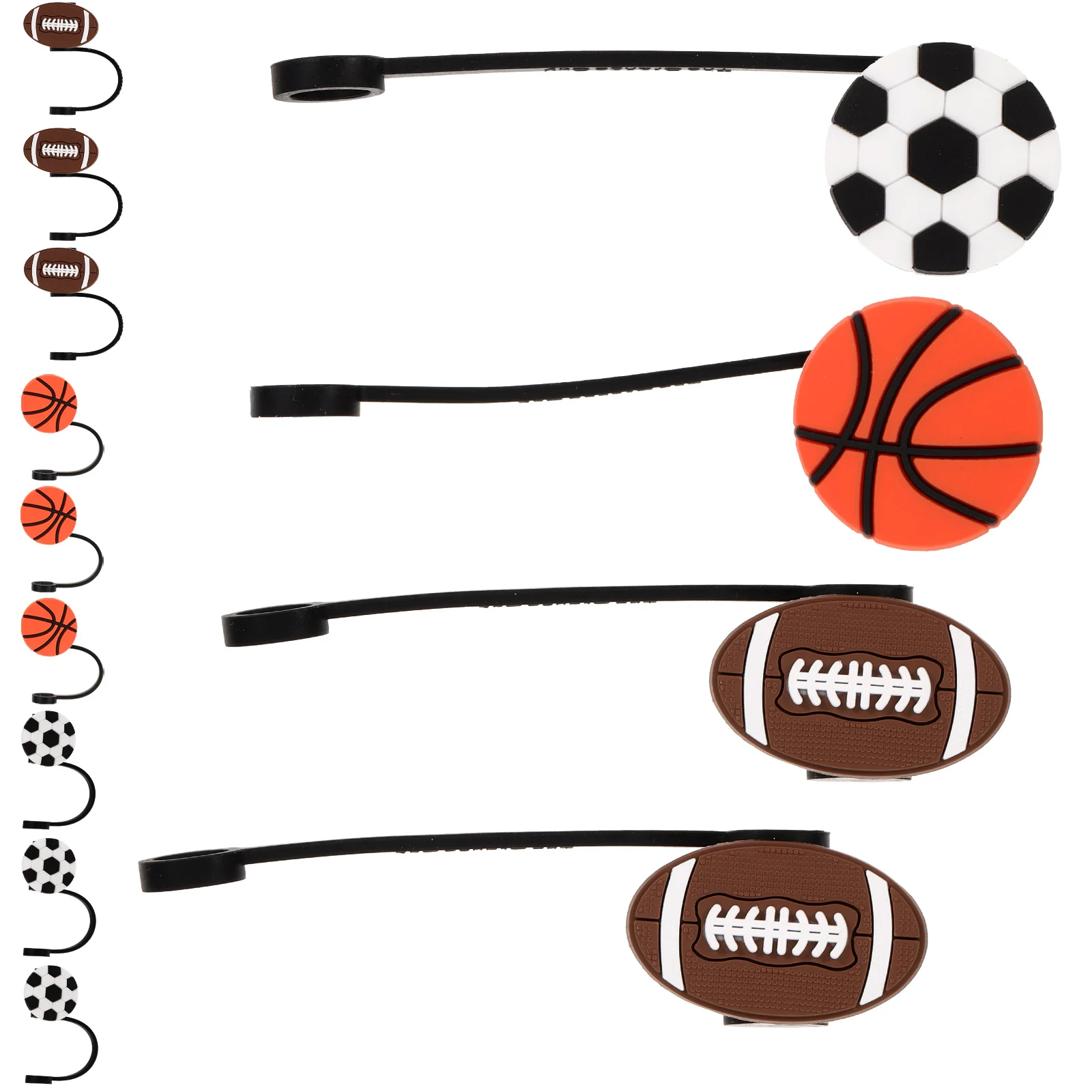 

12pcs Straw Covers Cute Basketball Protectors PVC Reusable Dust Plugs Drinking Tips Kitchen Bar Accessories Straw End Caps For