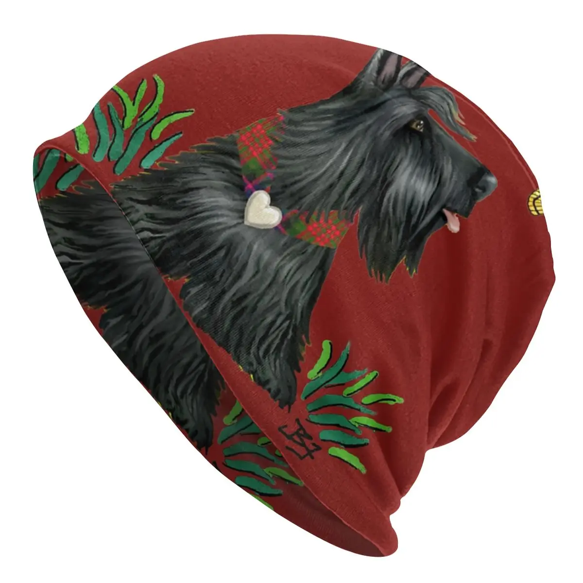 Scottish Terrier Watching A Butterfly Beanie Bonnet Knitting Hats Men Women Scottie Dog Warm Winter Skullies Beanies Caps