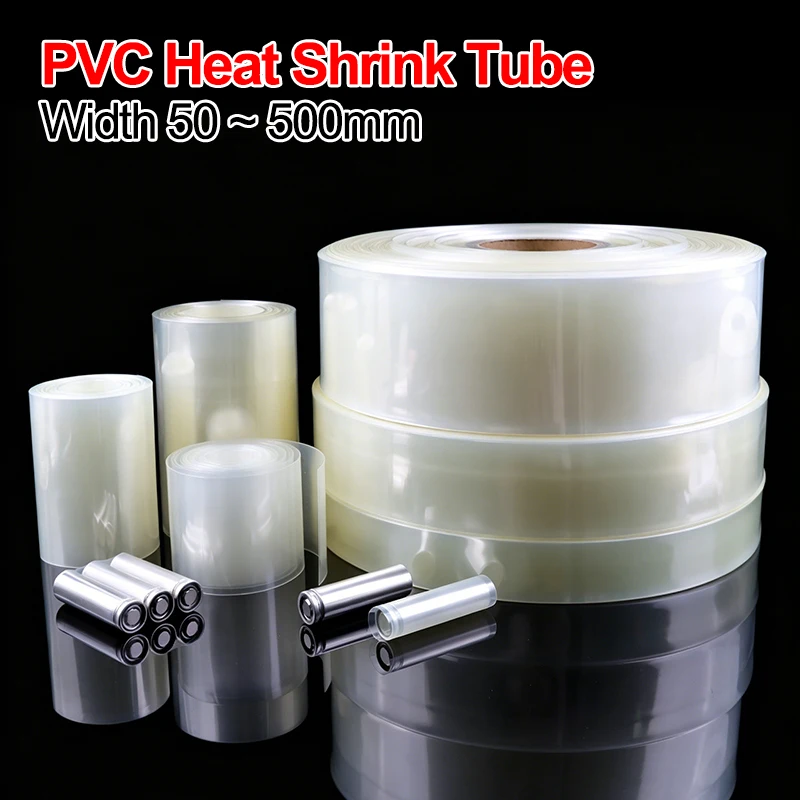 1/5m PVC Heat Shrink Tube Width 50mm ~ 500mm Clear 18650 Lipo Battery Pack Insulated Cable Sleeve Protection Battery Film Wrap