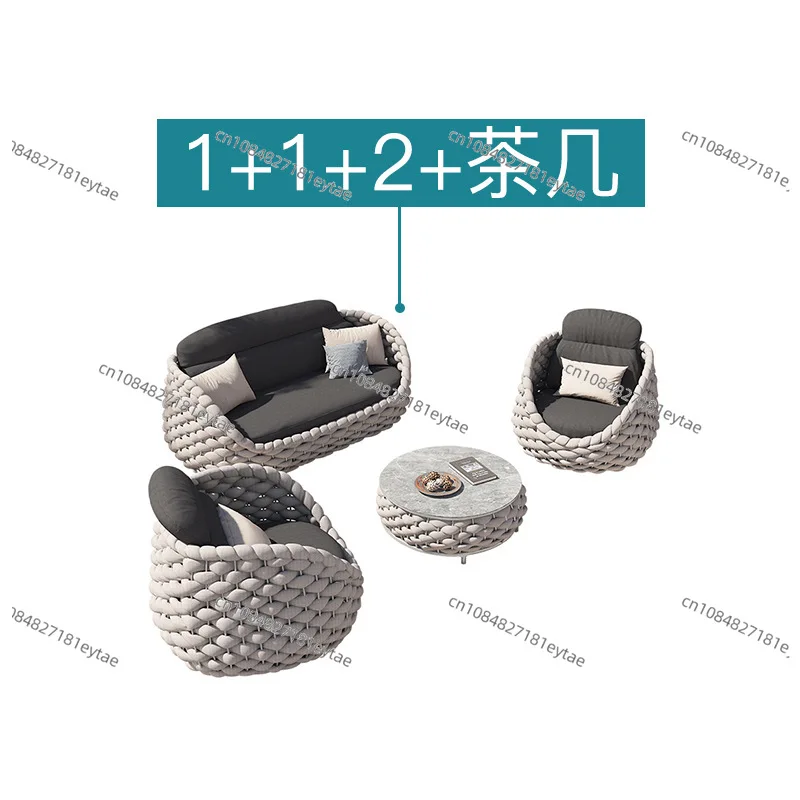 Outdoor Sofa Courtyard Villa Balcony Rattan Chair Outdoor Terrace Garden Rattan Single Waterproof Sofa Combination