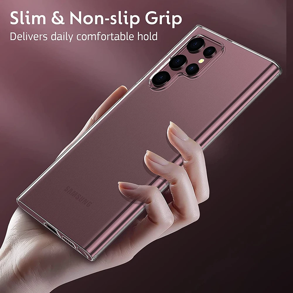 Clear Back Cover For Samsung Galaxy S24 S23 S22 S21 S20 Ultla FE S10 Lite S9 S8 Plus S10e Transparent Soft TPU Silicone Case