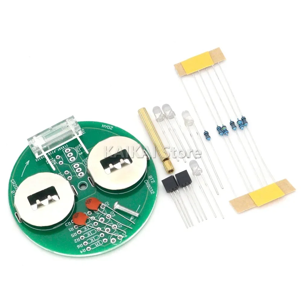 Diy Electronic Kit LED Gyro DIY Welding Kit Rotating Lantern Inline Components Diy Electronic Sodering Project(without Battery)