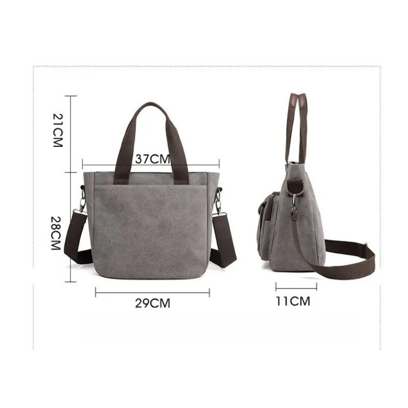 Large Women's Canvas Tote Purse Shoulder Small Handbag for Travel Work Multi-pocket Top Handle Work Messenger Bags with Zipper