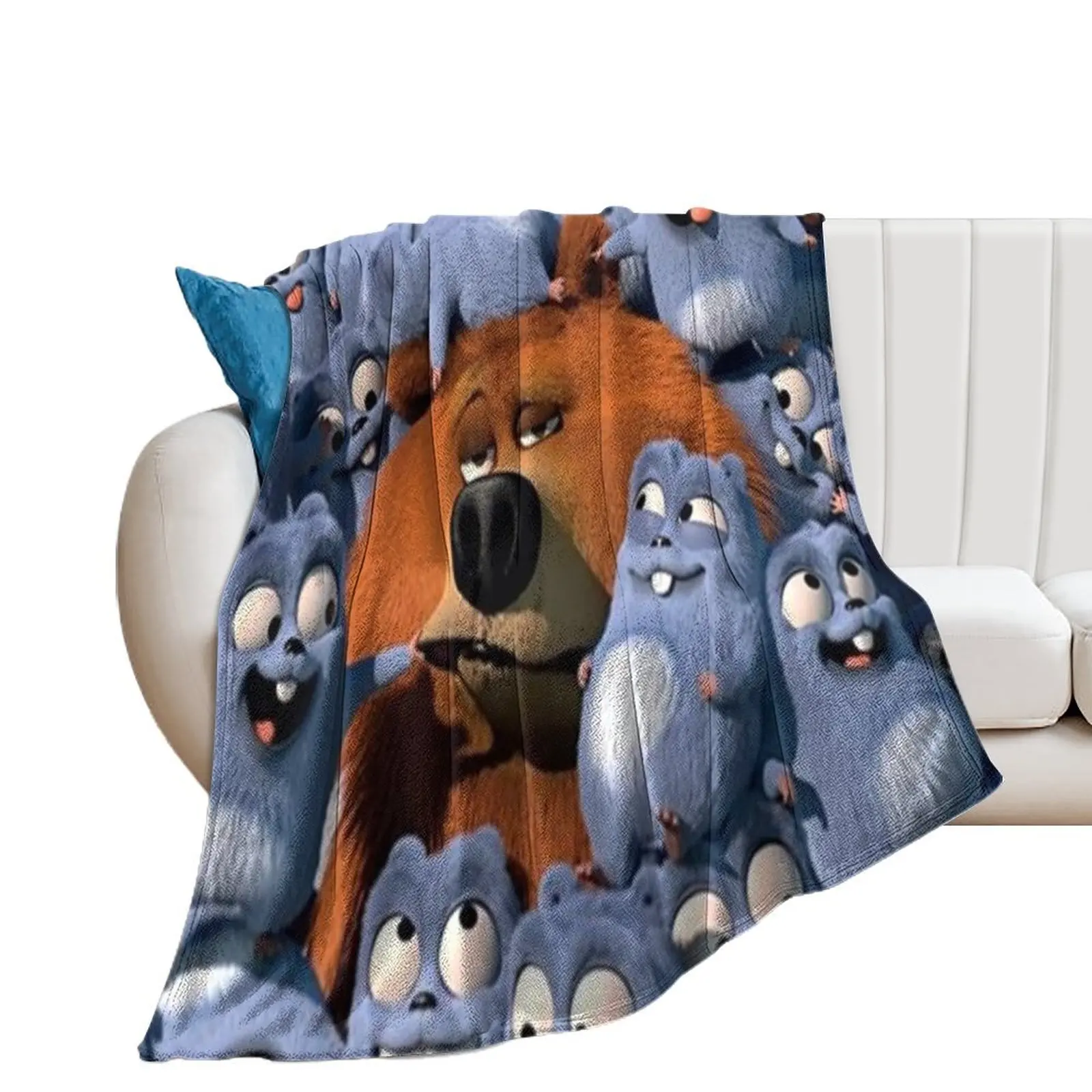 

Grizzy and the Lemmings Throw Blanket Sofa Flannels Hairys Blankets