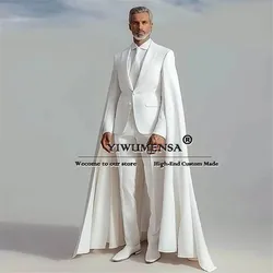 Elegant Groom Wedding Suits Unique Design Jacket With Cape Pants 2 Piece Men's Tuxedo Tailored Dinner Prom Blazer Man Clothing