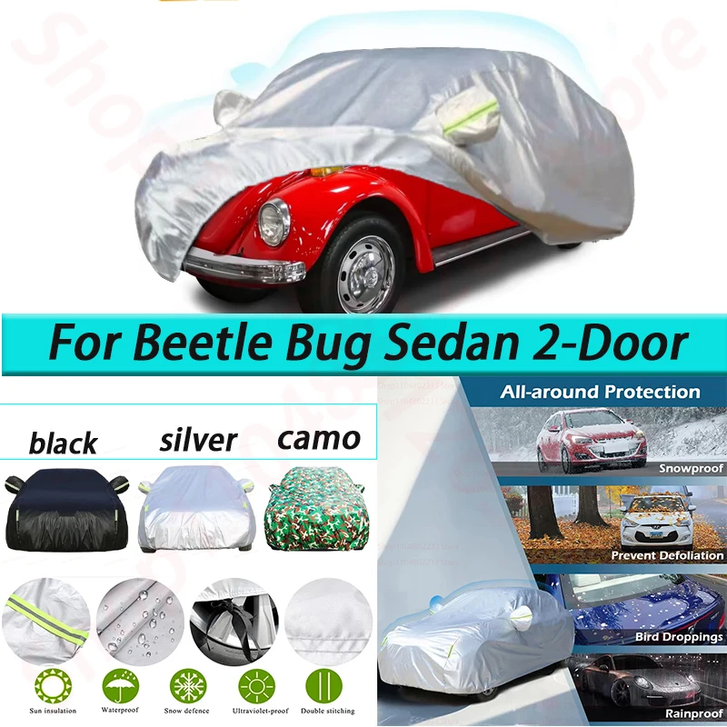 

Car Covers for 1960-1980 Beetle Bug Sedan 2-Door Waterproof All Weather Custom-fit Outdoor Windproof Cover with reflective strip