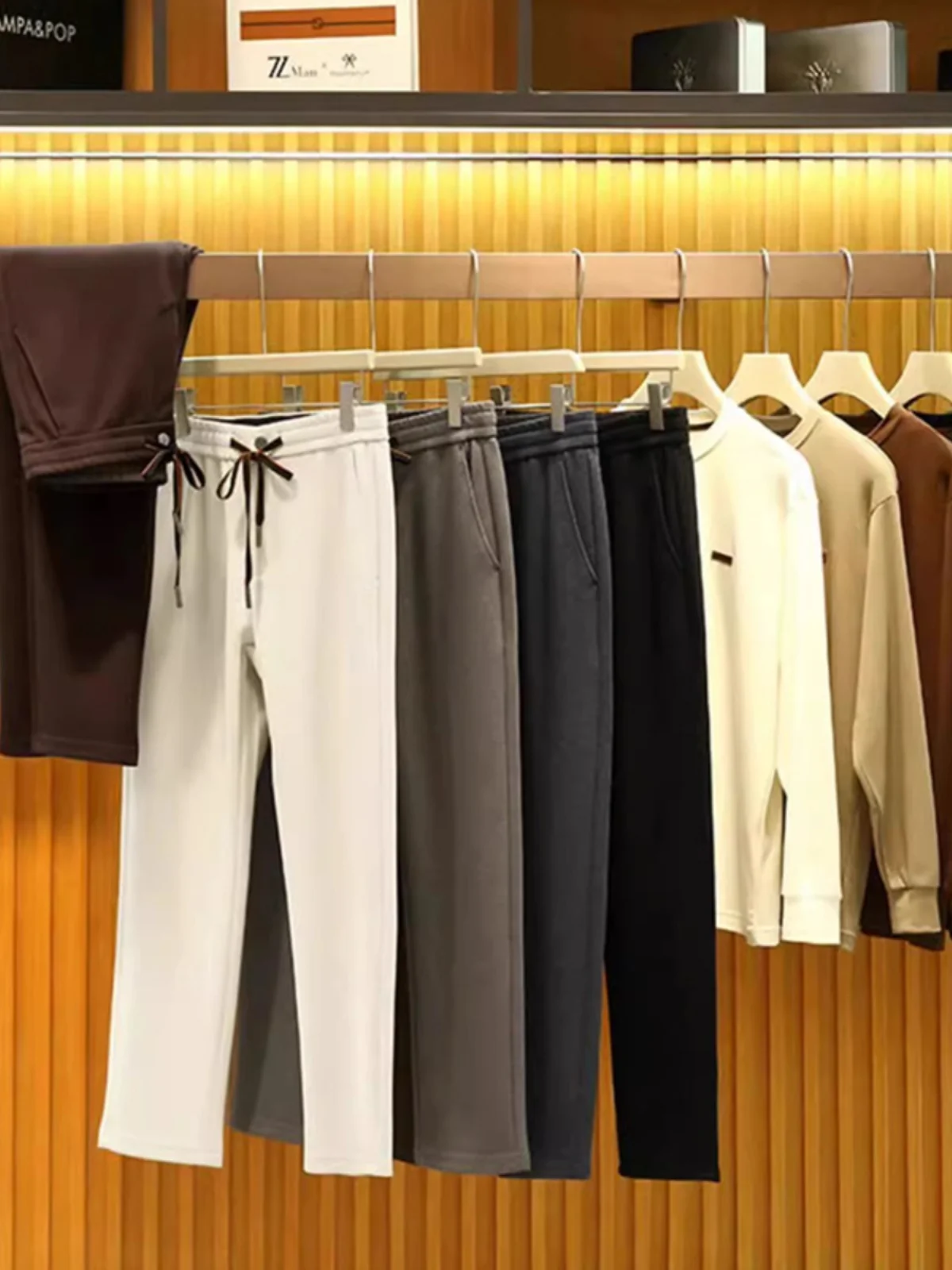 Italian Luxury Autumn Winter Wool Blend Warm Simple Lightweight Men's Casual Pants Versatile Commuting Fashion Straight Leg