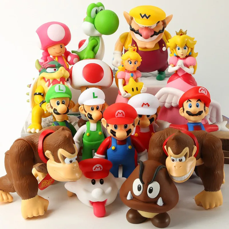 Super Mario Mario Dinosaur Yoshi Koopa Fire Dragon Cartoon PVC Action Figurine Desk Collectible Anime Model Toys Figures Gift