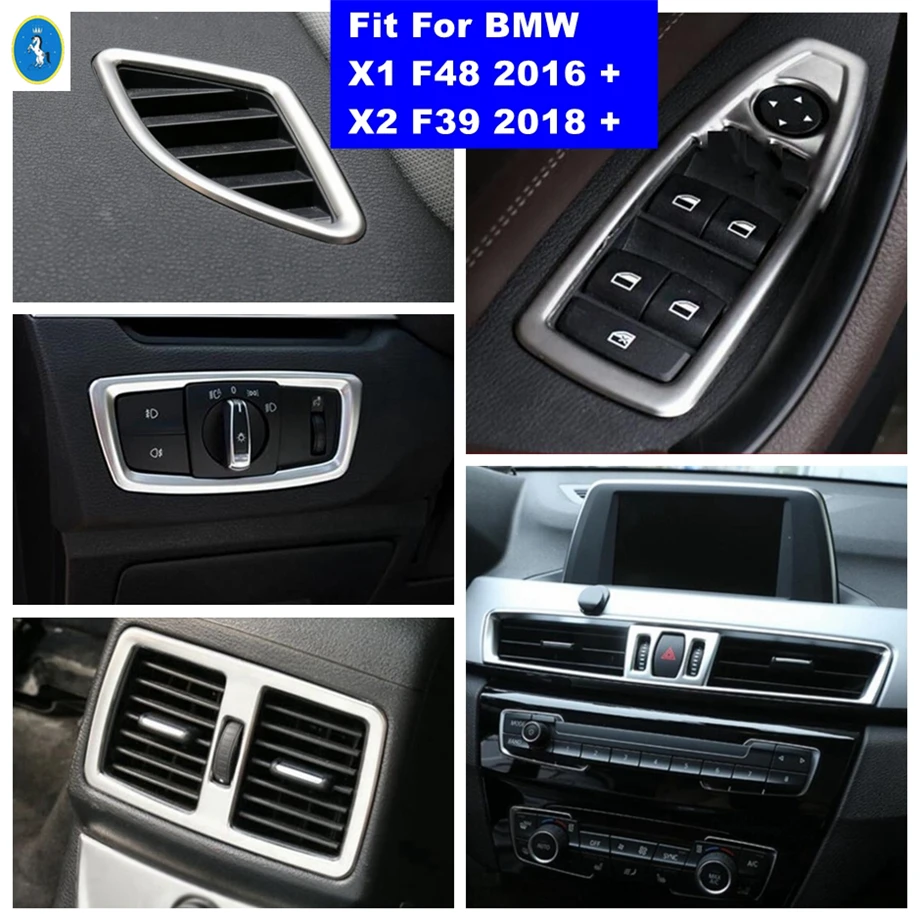 

Air Vent / Window Lift Button / Lights Control Cover Trim For BMW X1 F48 2016 - 2021 / X2 F39 2018 - 2021 Silver Car Accessories