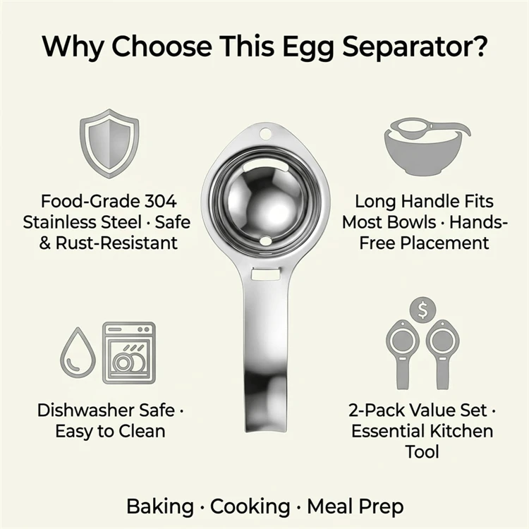 Egg Separator Egg Yolk White Filter Stainless Steel Egg White Yolk Sifting Filter Egg Divider Kitchen Gadgets Egg Extractor