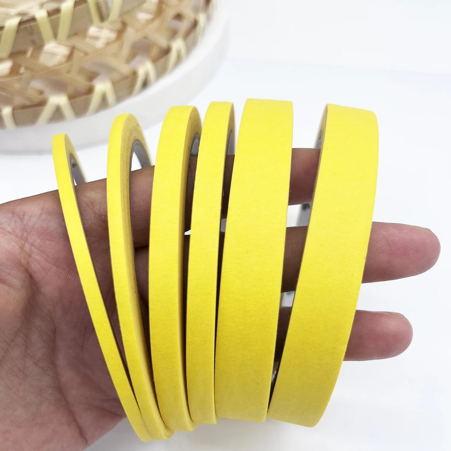 3 Sizes Yellow Paper Tape - 3/6 Rolls of Artistic for Spray Painting Masking, Nail Art, Clothing Cut Creative DIY Projects, 20M