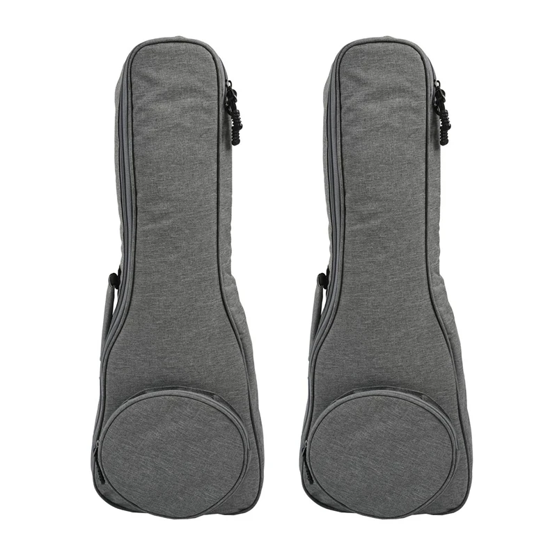 2Pcs 23 Inch Cotton Ukulele Bag Soft Case Gig Waterproof Oxford Cloth Ukelele Hawaii Four String Guitar Backpack Grey