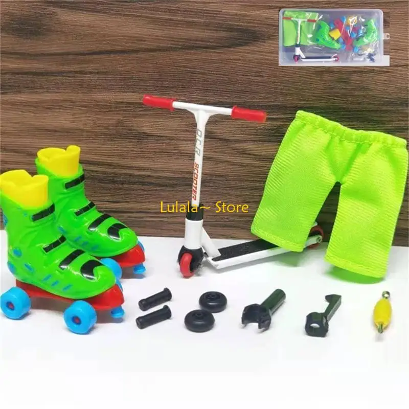 Y4QA Mini Vinger Rolschaatsen Vinger Scooter Mini Shorts Set Vinger Speelgoed voor Peuter Volwassen Ontwikkel Behendigheid en