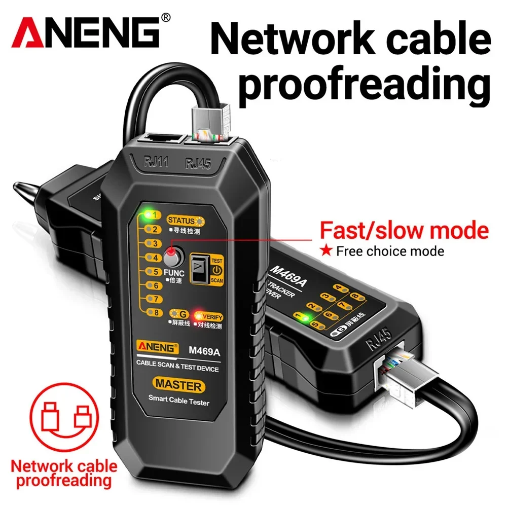 

ANENG Network Cable Tracker M469A Networking Analyzer RJ45 RJ11 Telephone Line Network Wire Detector Tracker Measure Cables Tool