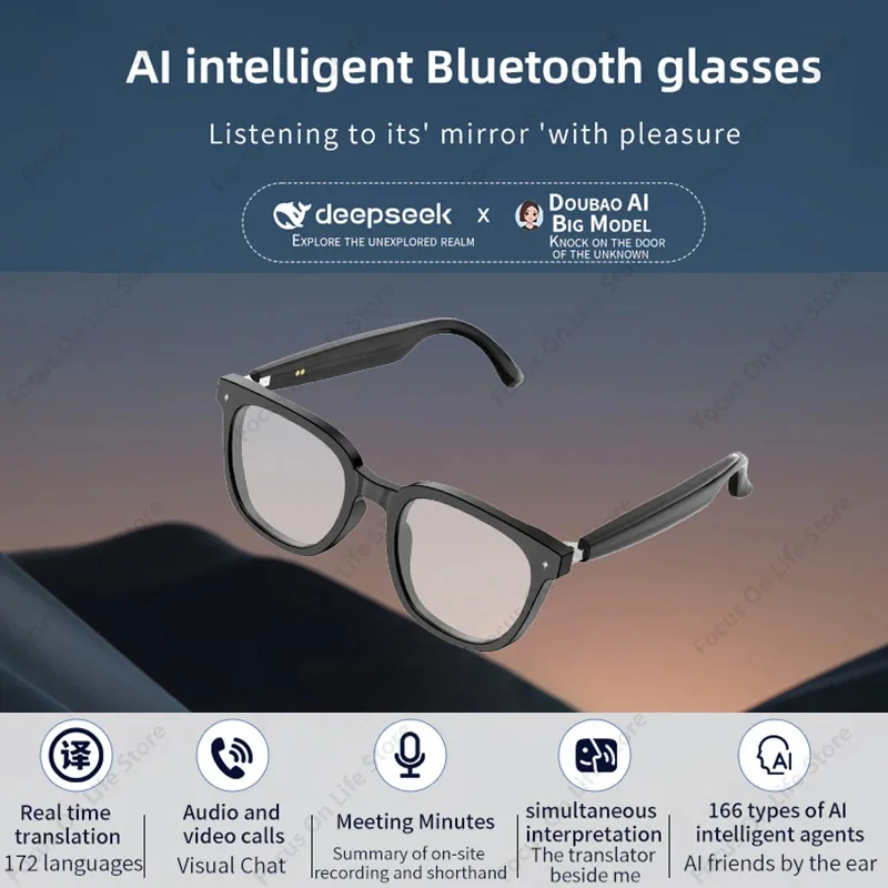 نظارات الترجمة الذكية Xiaomi AI Chat GPT Touch النظارات الشمسية اللاسلكية Bluetooth سماعة الترجمة الفورية