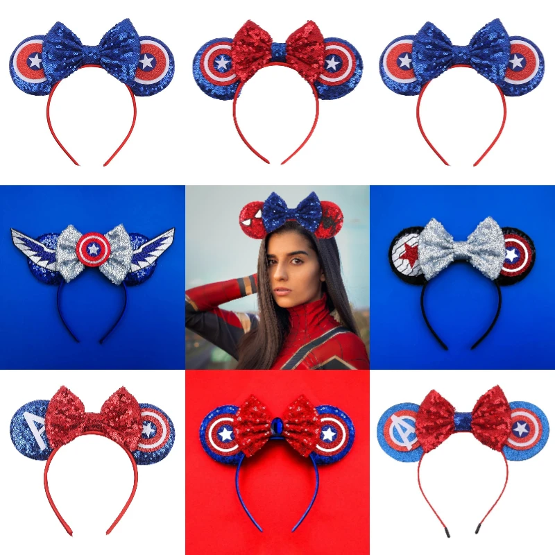 Disney Avengers Ears Headbands For Women Spider-Man Hairband Girl Marvel Superhero Hair Accessories Kid Captain America Headwear