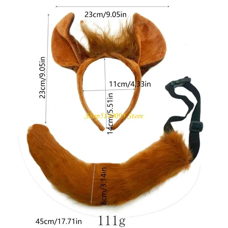 مجموعة زي حصان الحيوان من DXAE مكونة من قطعتين، عصابة رأس آذان الحصان مع ذيل الحصان للهالوين مستلزمات الحفلات التنكرية للأطفال