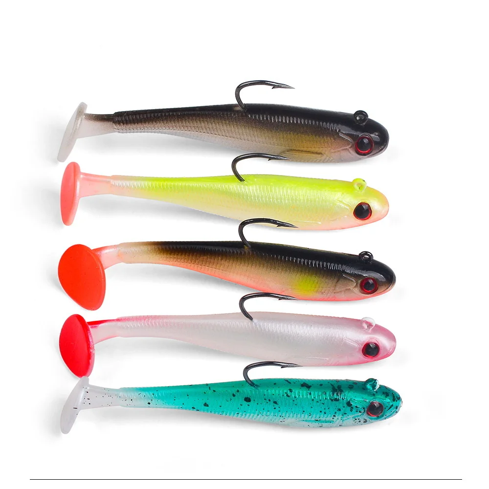 5pc Weichen Köder Gummi Angeln Locken 6g 12g Künstliche Sinking Swimbait Lockige T Schwanz Jig Kopf angelgerät Für Bass